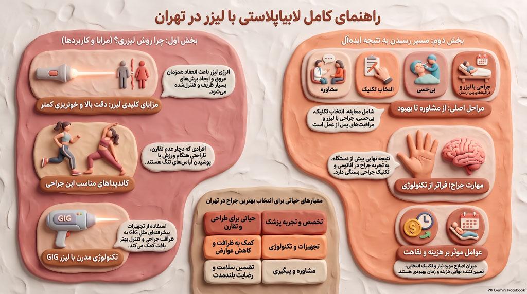 لابیاپلاستی با لیزر در تهران؛ راهنمای کامل انتخاب جراح و مزایای روش لیزری